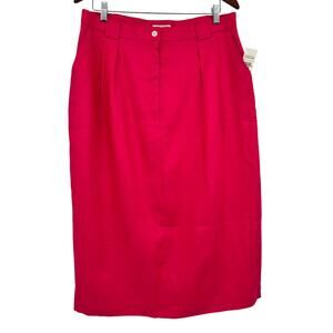 NEW vintage Talbots bright pink 100% linen pleated straight pencil skirt size 18